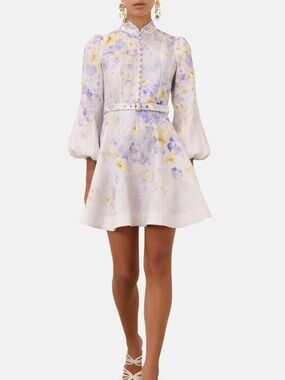 knee length dresses for ladies High Tide Lift Off Flower Mini Dress by Zimmermann for Hire| High St. Hire